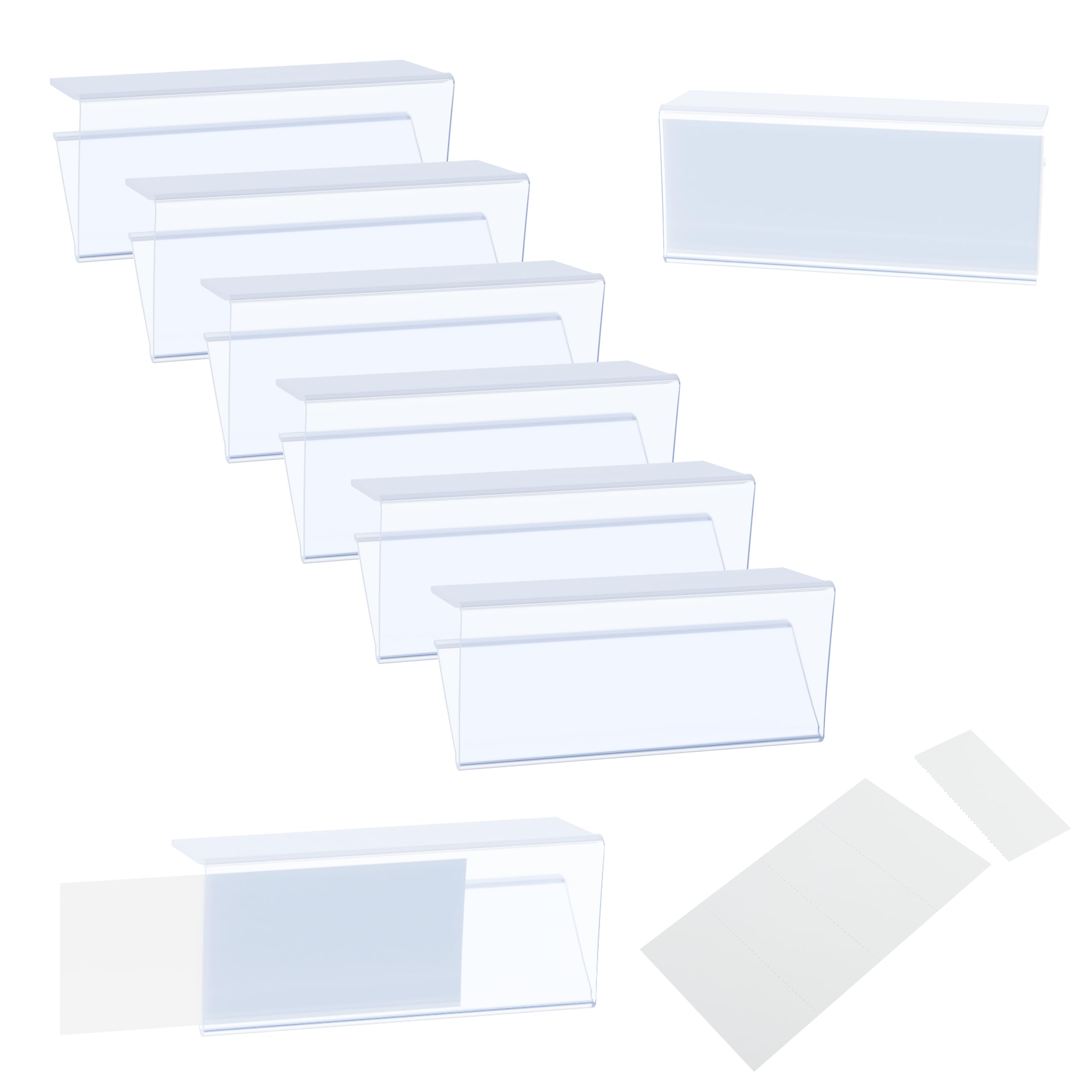 25 Pack - 3"L Clear Wood Shelf Label Holder + Inserts Fits Shelves 1/2" to 1" Thick