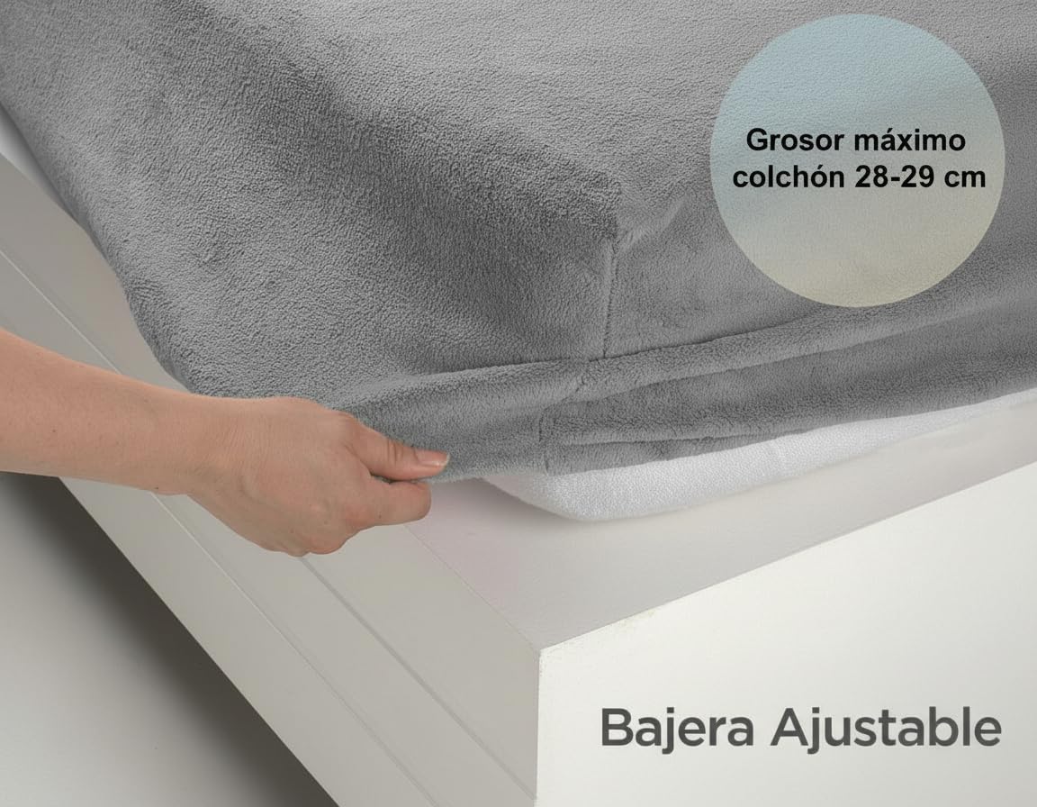 SABANALIA Sábanas Coralina Aros Cama 180x200 Invierno | 4 piezas: bajera ajustable, encimera y 2 fundas de almohada. Poliéster térmico, estampado de aros. Color Lila - Gris.