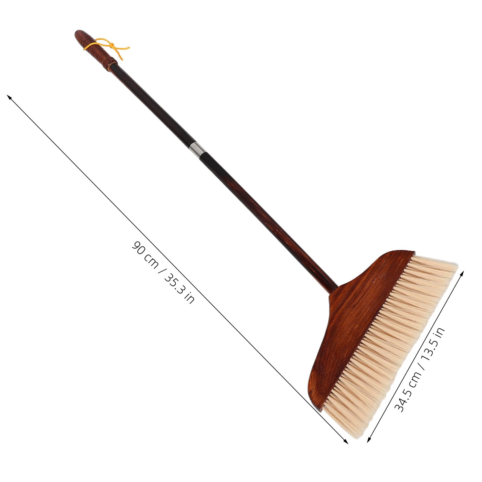 INOOMP Scopa Wood Home con setole morbide, manico lungo, colore marrone.