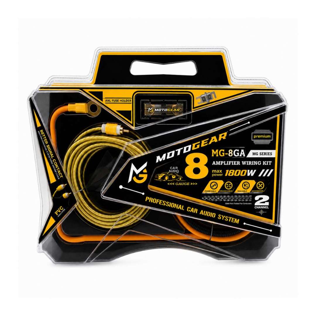 MOTOGEAR Car Audio 100% Pure Copper Amplifier Wiring Kit, 2 Channel, 1800 Watts Maximum Power Oxygen free copper Amplifier (8 GUAGE) Kit (Pack of 1)-image-28