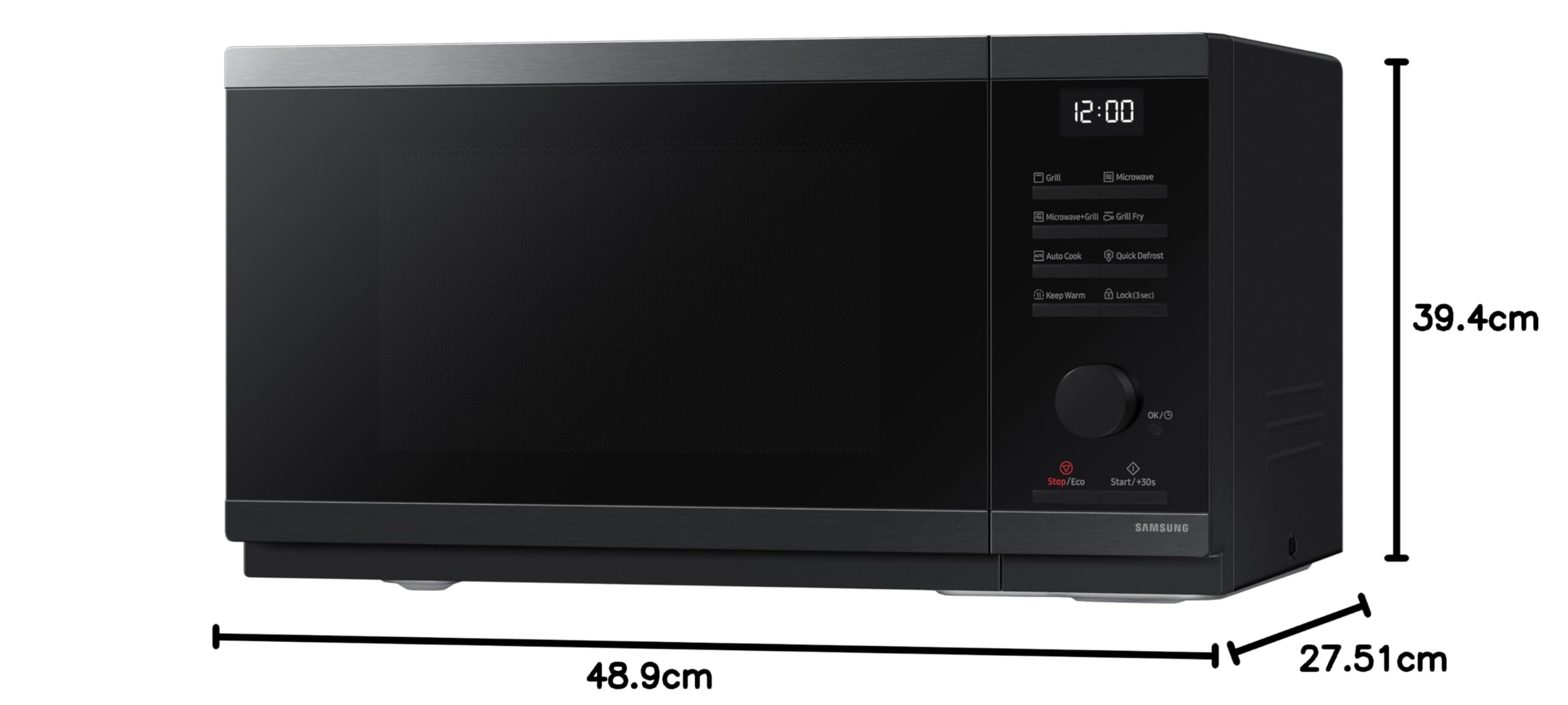 Samsung Forno a Microonde Cottura Croccante, MG23DG4524CGE1, Grill, Quick Defrost, Ricette automatiche, 23 L, LxAxP: 51,7 x 29,7 x 44 cm