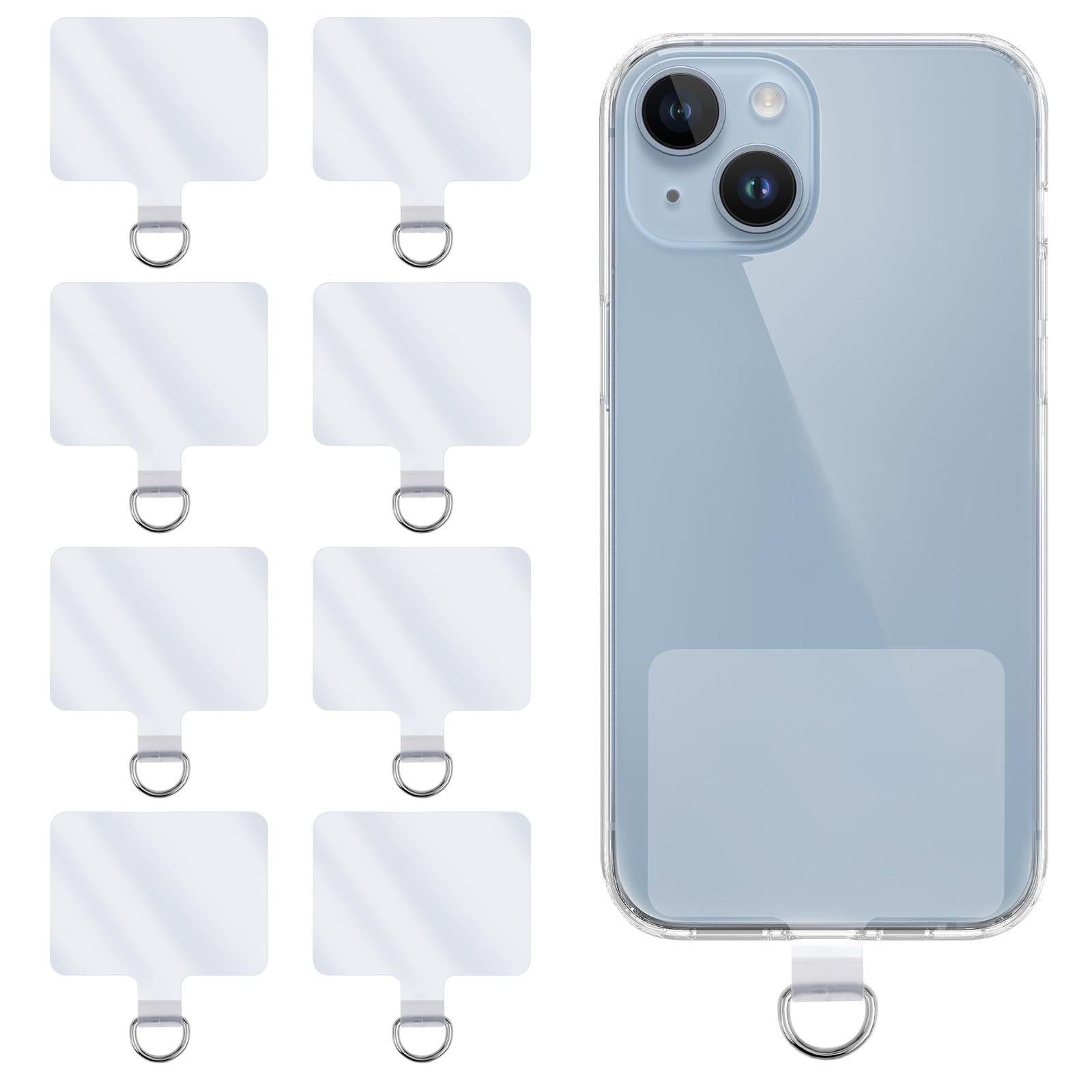 Mabor Universal Phone Tether Tabs, 8 Pcs D-Buckle Phone Lanyard Replacement Part PVC Transparent Phone Tether Tab for Phone Lanyard Compatible with Most Smartphones