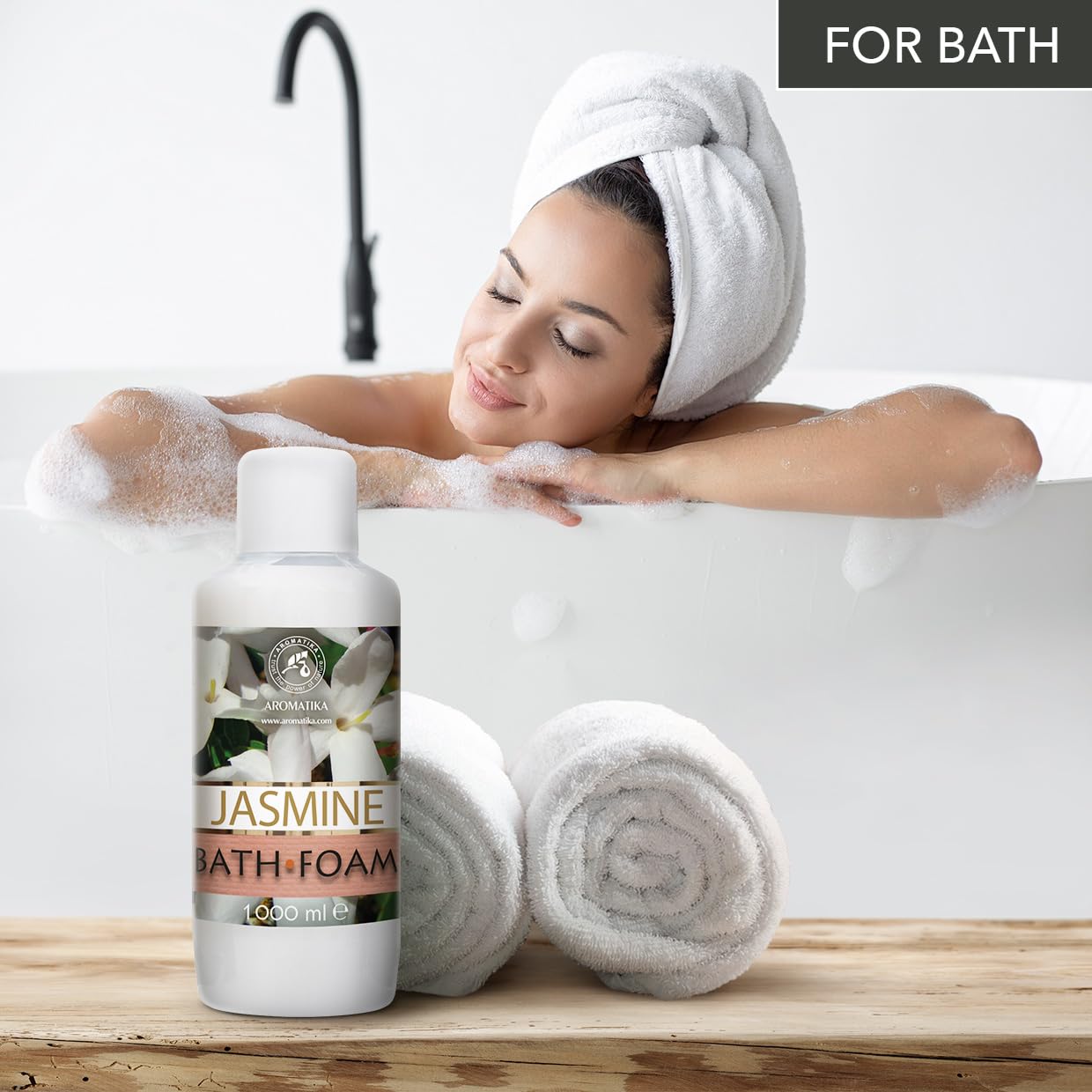 Espuma Baño de Jazmín 1000ml - Espuma Baño con Aceite Esencial de Jazmín - Cuidado del Cuerpo - Relajación - Fragancia Dulce y Suave - Aromaterapia - Spa - Baños de Burbujas - Belleza