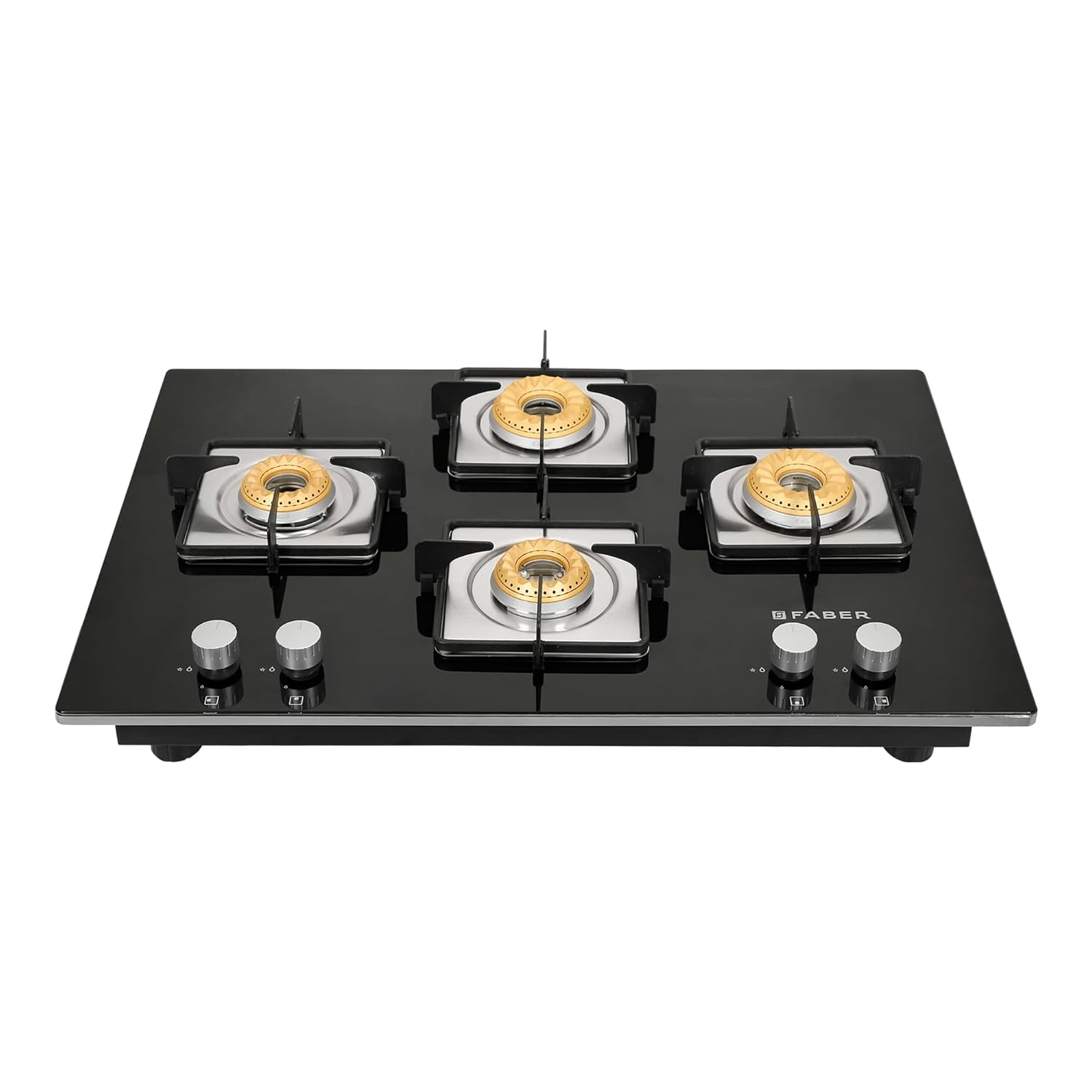 Faber Hob/Hobtop 4 Brass Burner, Electric Auto Ignition, Glass Top(HOB