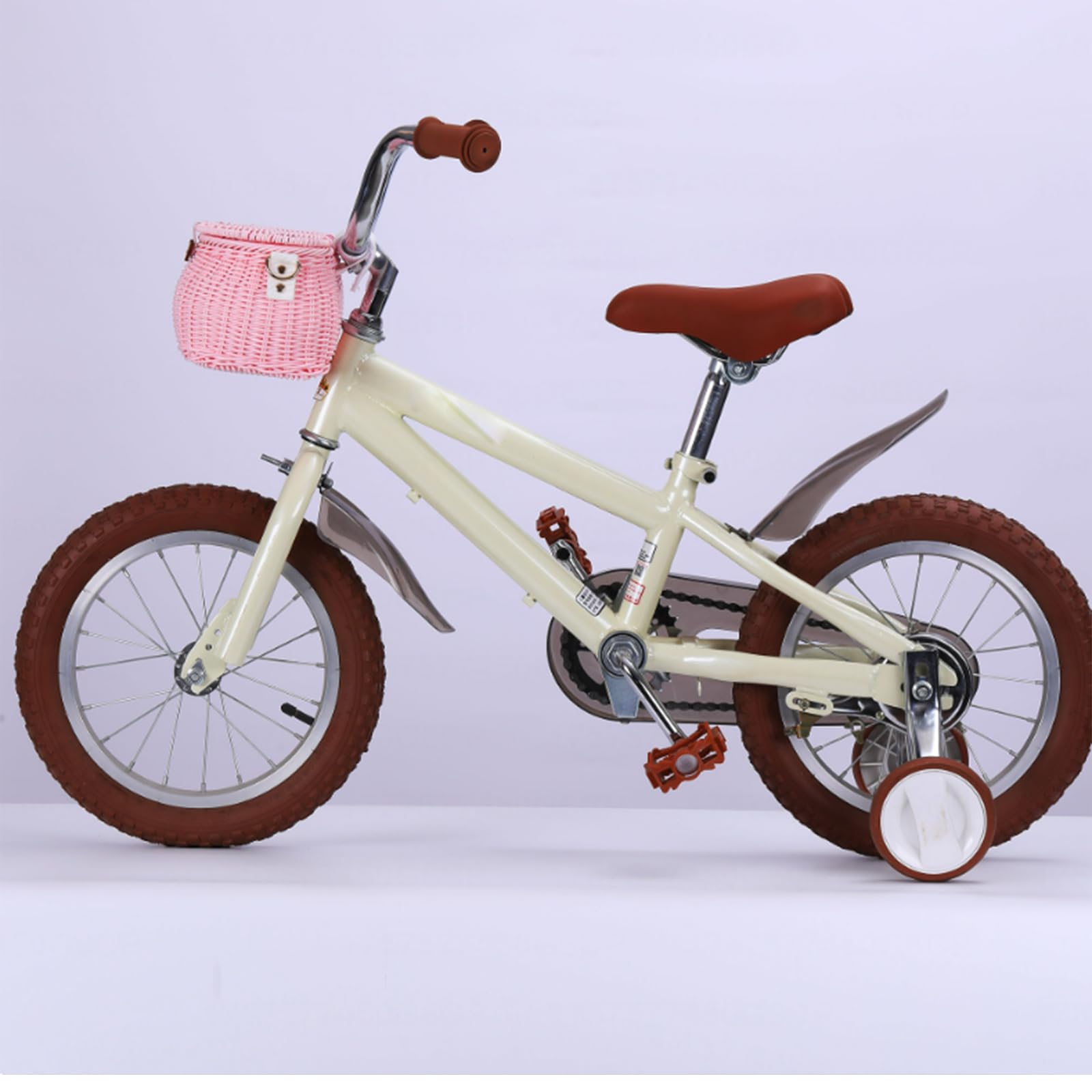 Ensemble panier de vélo pour enfants, panier de vélo pour enfants, panier de vélo pour enfants, sac à dos tissé à la main avec couvercle, bandoulière en rotin, panier de guidon avant