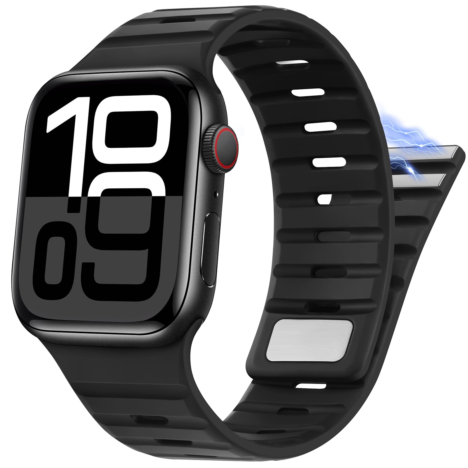 Suphart Compatible with Apple Watch Band 49mm 46mm 45mm 44mm 42mm 41mm 40mm 38mm, Magnetic Silicone Sport Band for Apple Watch Ultra 2 Ultra SE Series