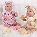 BABESIDE 3 Pcs Reborn Baby Doll Clothes for 17-22 Inch Babydolls, Floral Pattern Doll Clothes Onesies with Shoes and Headband for Lifelike Reborn Baby Dolls Accessories, Yellow