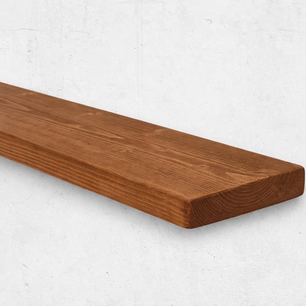 House Of Swann Rustic Floating Shelf, Solid Pine, 9 x 2 inches Wall Mounted, Rectangular, 1 Shelf (Teak, 90 cm) โ image 1