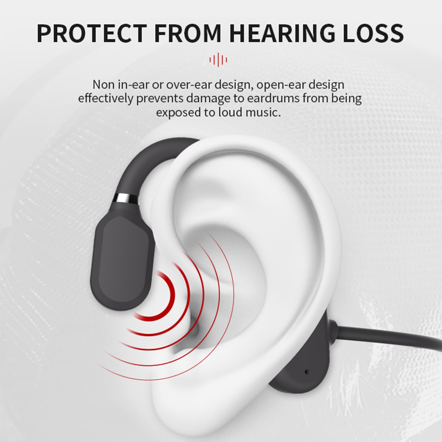 Cuffia a Conduzione Ossea Bluetooth Open Ear, Conduzione ossea Senza Fili Open Ear HiFi Stereo con Microfono Cuffie Sport -IL25