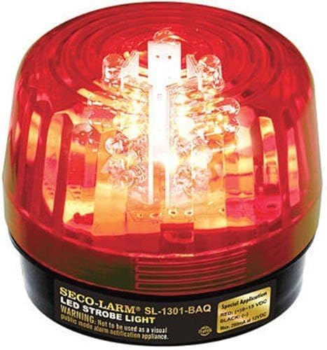 Seco-Larm SL-1301-SAQR Enforcer - Luz estroboscópica LED con sirena programable de 100 dB incorporada, roja, vida útil de más de 50.000 horas (más