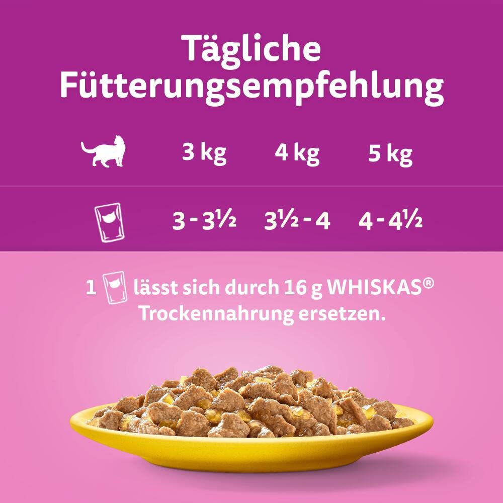 Whiskas Senior 7+ Katzennassfutter Gemischte Auswahl in Gelee & Adult 1+ Katzennassfutter Gemischte Auswahl in Gelee