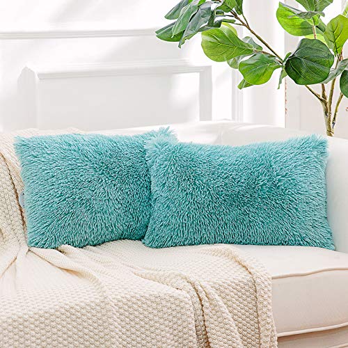 Image of Lumbar Faux Fur Throw Pillow Covers for Couch Decorative Pillows 12x20