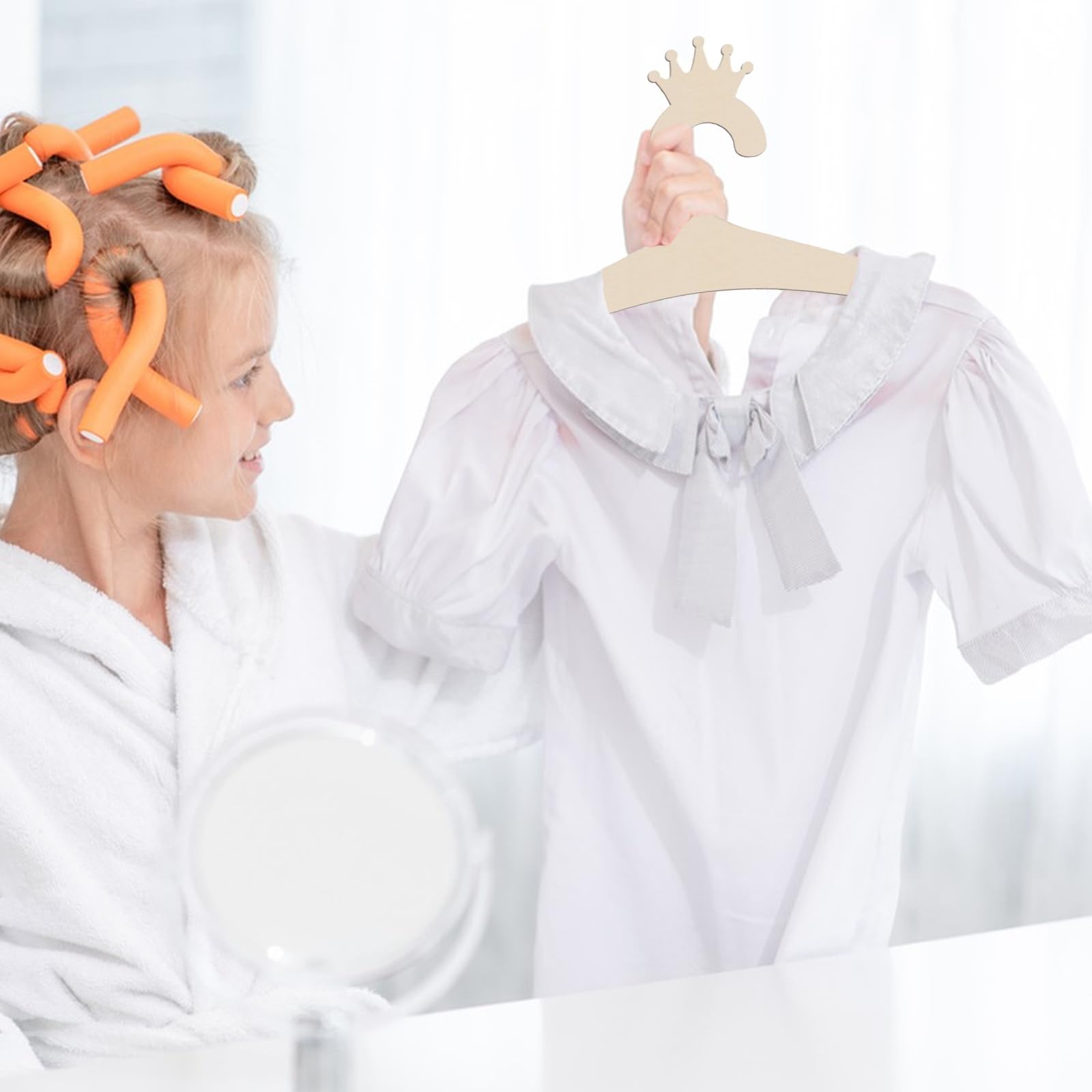 10 Pezzi Appendini in Legno per Bambini,Scaffale per Vestiti Antiscivolo Durevole,Grucce Neonato,Regalo per il Nuovo Bambino (Legno)