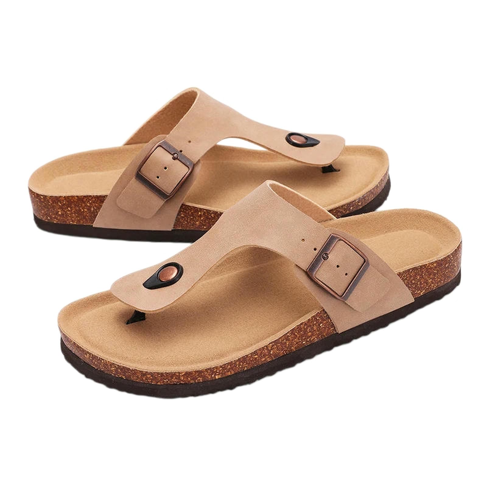 Ciabatte Uomo Pantofole Estive da in Sughero, Supporto per Arco, Suola Morbida, Infradito Casual Camera Letto-nero-43