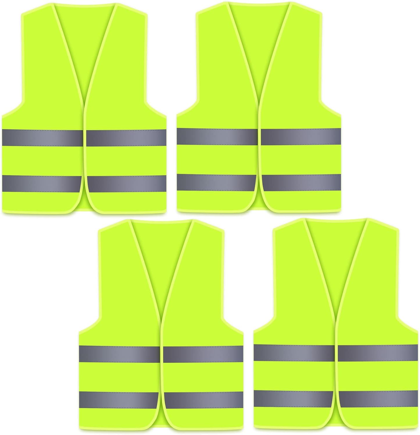 Lot de 10PCS Gilets de Sécurité Jaune Fluo Réfléchissant, Haute