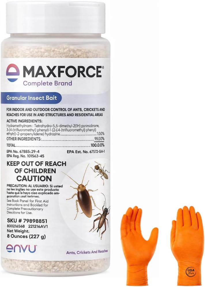 Max Force Complete (8 oz) Granular Insect Bait: Superior Pest Control for Ants, Cockroaches, and More