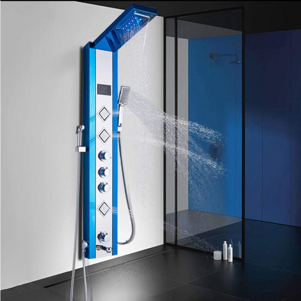 Shower Panel LED Rain Waterfall LCD Digital Display Shower Column Bidet Spray Massage Bath Shower Mixer Water Tap