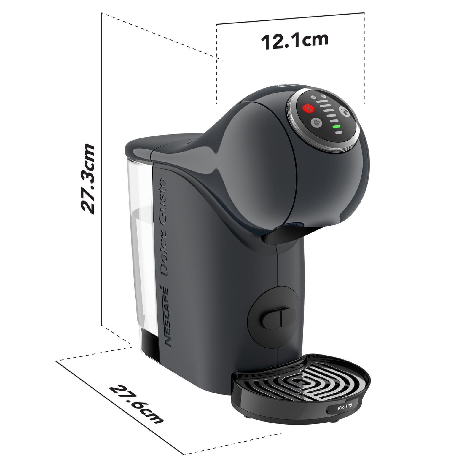 Krups Genio S Plus Cosmic Gris + NESCAFÉ Dolce Gusto Café con Leche intenso, 48 cápsulas, Intensidad 9 (3 pack x 16)