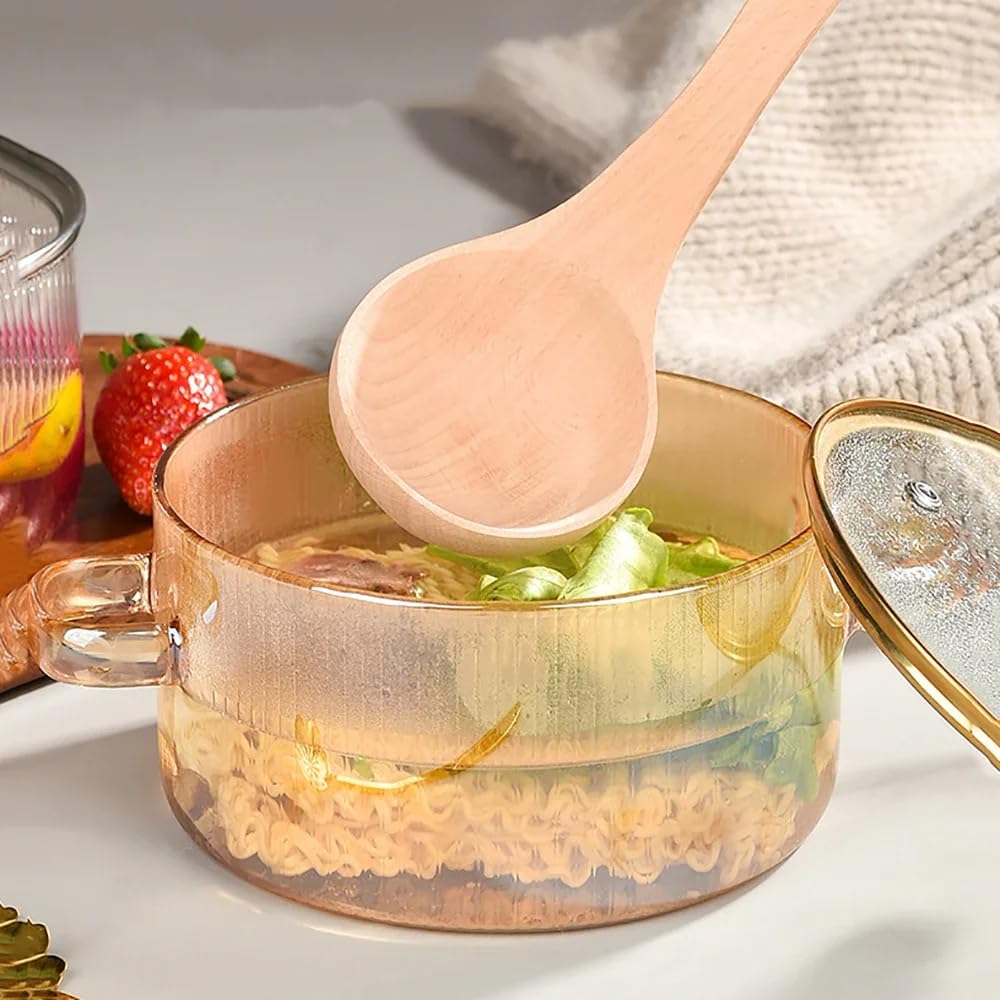 Avastro 1.5L Gold Transparent Soup Pot Heat Resistant Microwave Fire Heating Dual Handles Nonstick Glass Saucepan with Cover Kitchen Cooking Tools Pack of 1 3