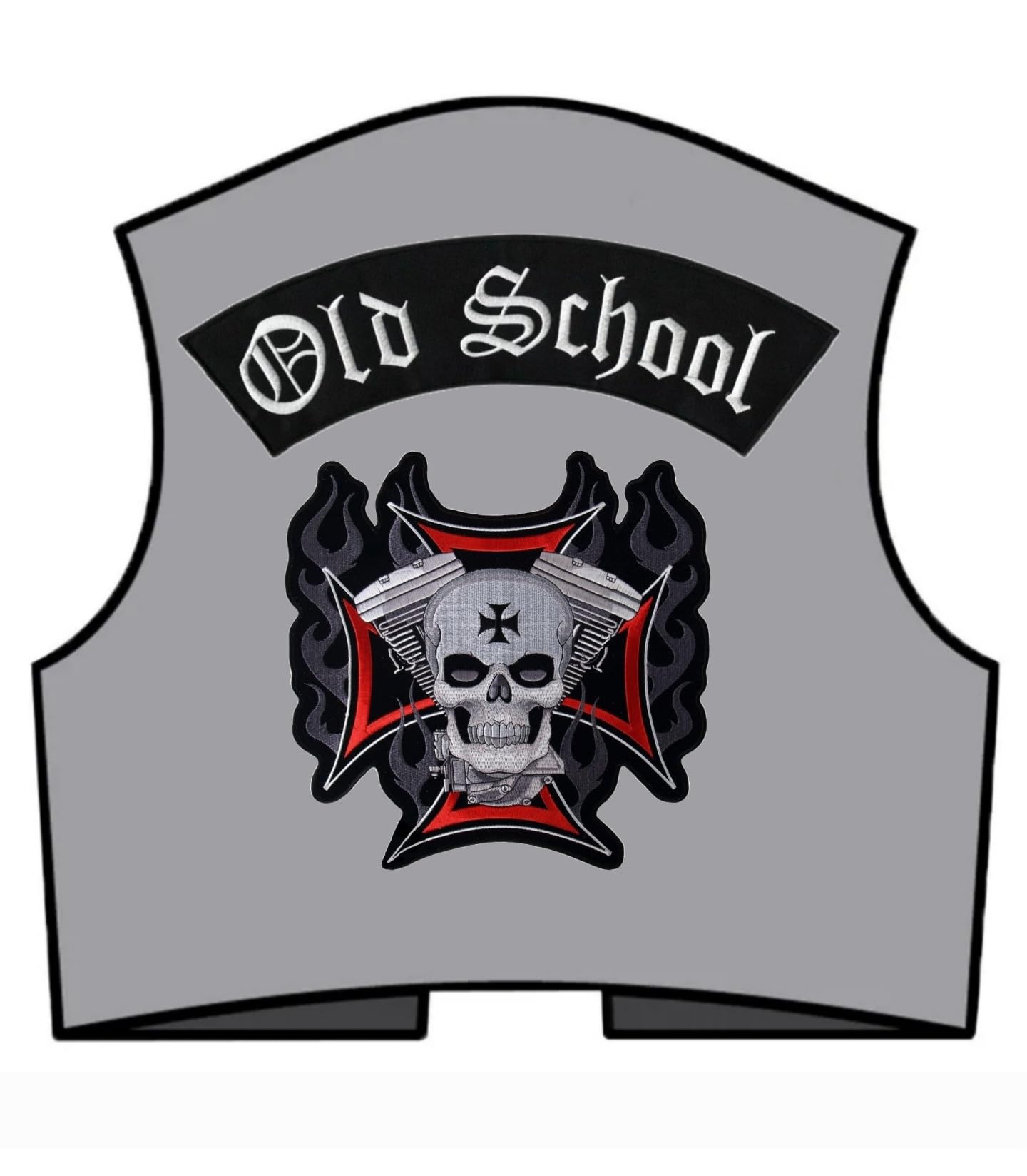 Parche de calavera de cruz de Malta para motocicleta, chaleco de motocicleta, parche bordado para chaquetas de motocicleta (calavera Mlta cruz)