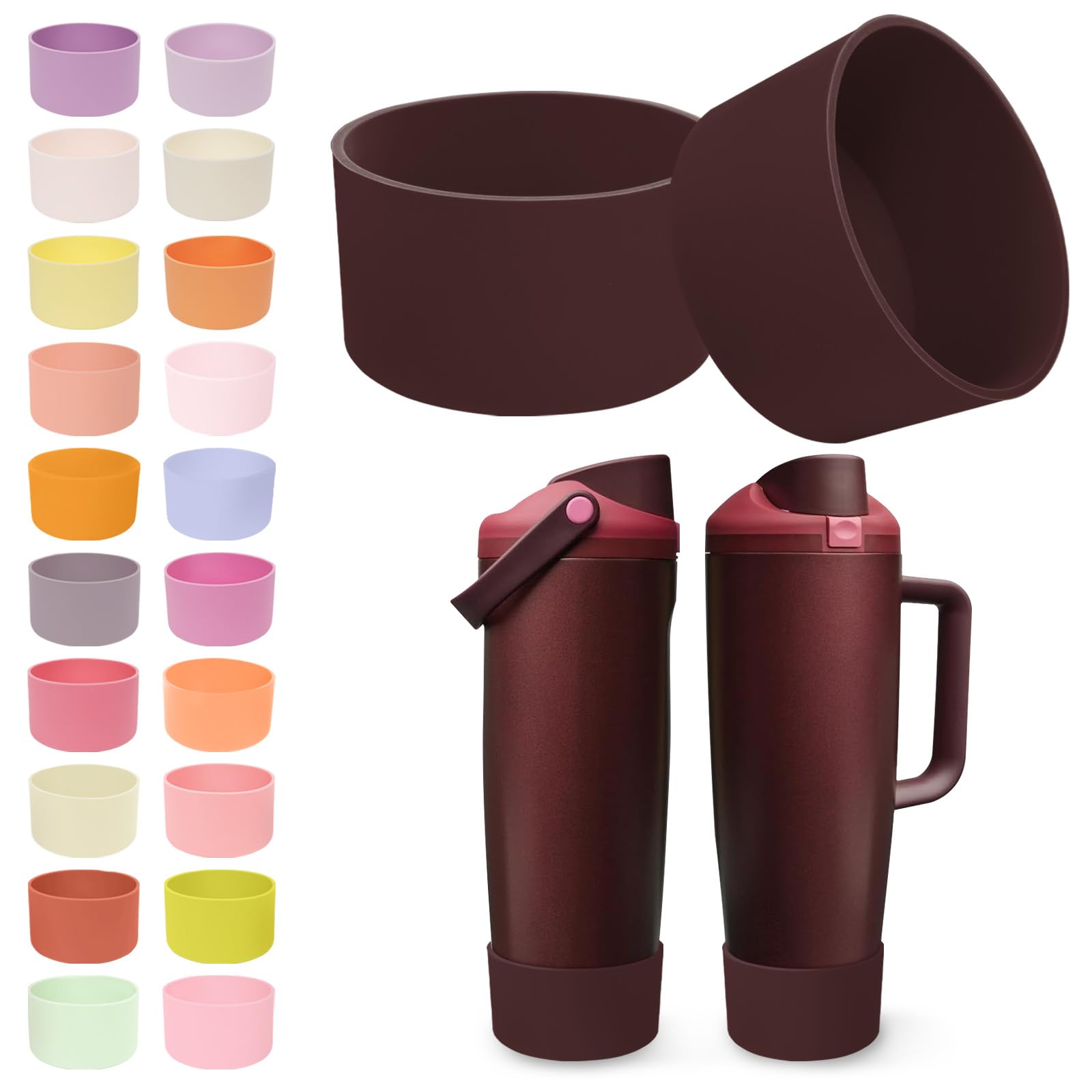 Kaitiaki 2PCS Silicone Boots for Owala 30oz & 40oz FreeSip Sway Bottles & Tumblers โ Non-Slip, Scratch-Resistant, Stability Enhancer for Owala Accessories, Available in 18 Colors (Black Cherry) โ image 1