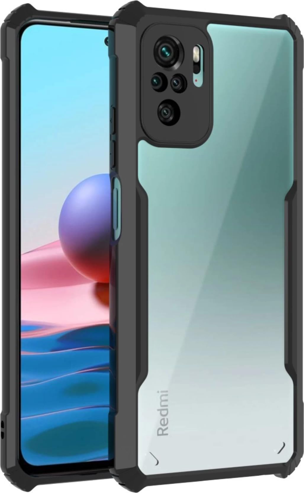 SHINESTAR Redmi Note 10 / Note 10s Back Cover Case | Ultra Thin 360 Degree Protection Crystal Clear Tranparent Bumper Back Cover Case for Redmi Note 10 / Note 10s Mobile - Black (B097ZW24RL) Amazon Price History, Amazon Price Tracker
