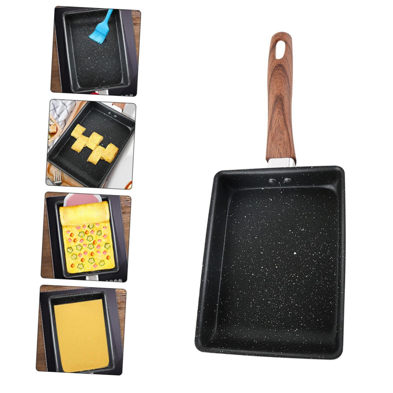 Padella Quadrata Nera in Ferro Rivestimento Antiaderente Multifunzione per Cucinare Tamagoyaki e Verdure per Barbecue e Escursioni All'aperto