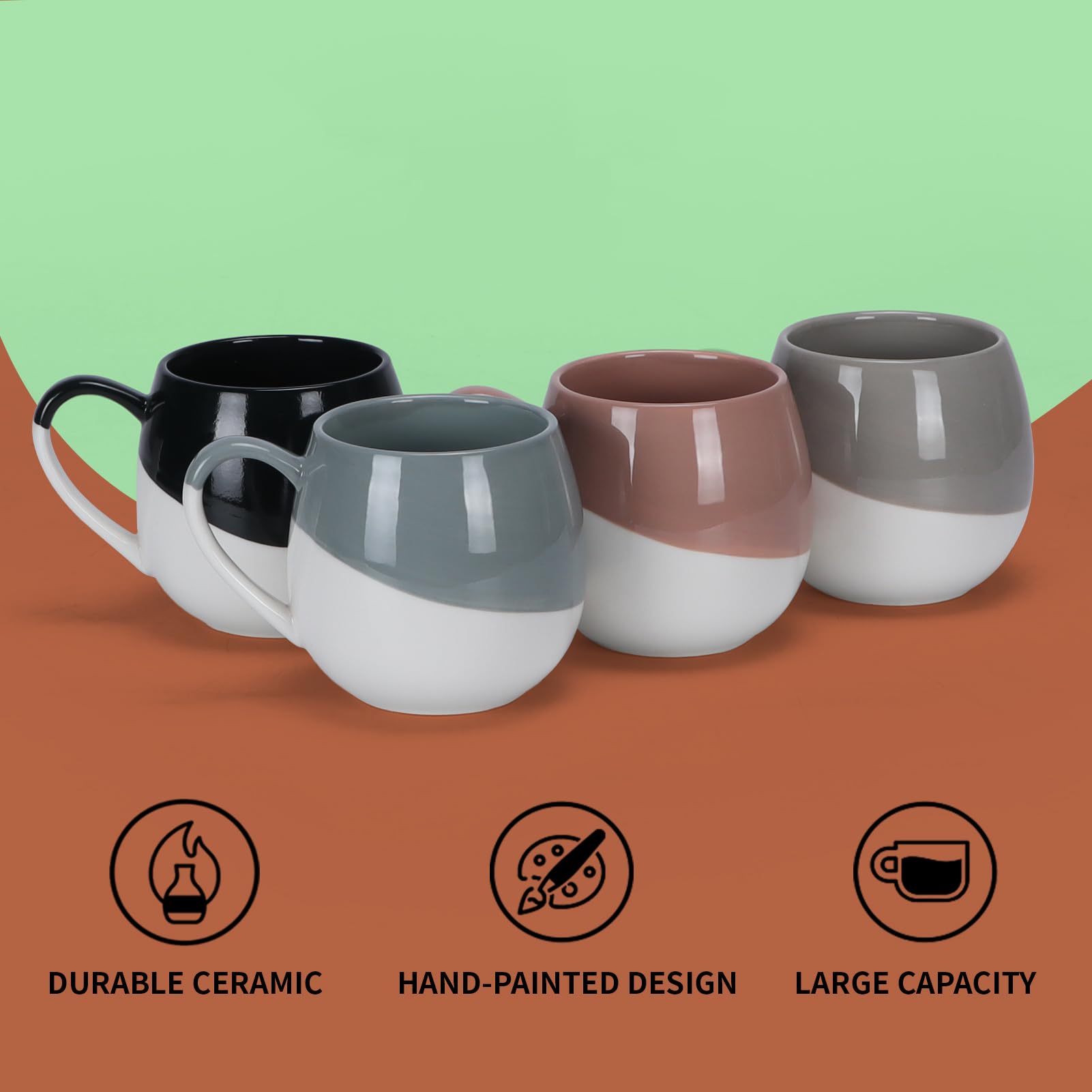 Keramische koffiemokken, mok van aardewerk (15,2 oz) met Keramische koffiemokken, mok van aardewerk (15,2 oz) met