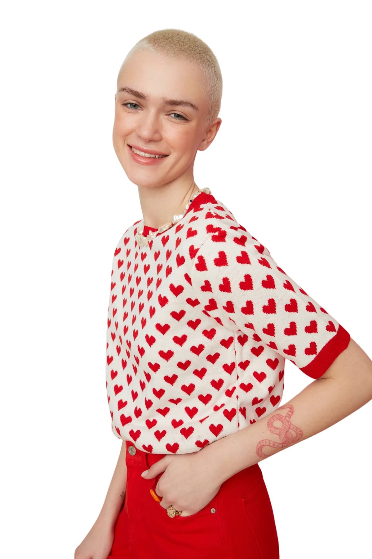 Trendyol FeMan Young Regular fit Basic Crew Neck Knitwear Sweater Red