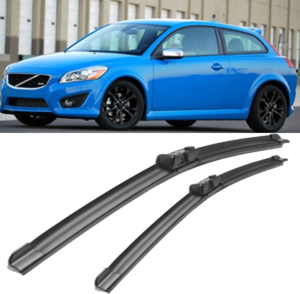 ZhangXD Front Windscreen Wipers For Volvo C30 2011-2013, Windshield Window Brush Front Wiper Blades All-Weather Replacement Set Easy Installation