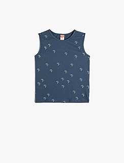 توب كات بطبعة نخيل بدون أكمام ورقبة دائرية ضيقة من القطن بتصميم عصري للأولاد الصغار من كوتون (عبوة من قطعة واحدة)