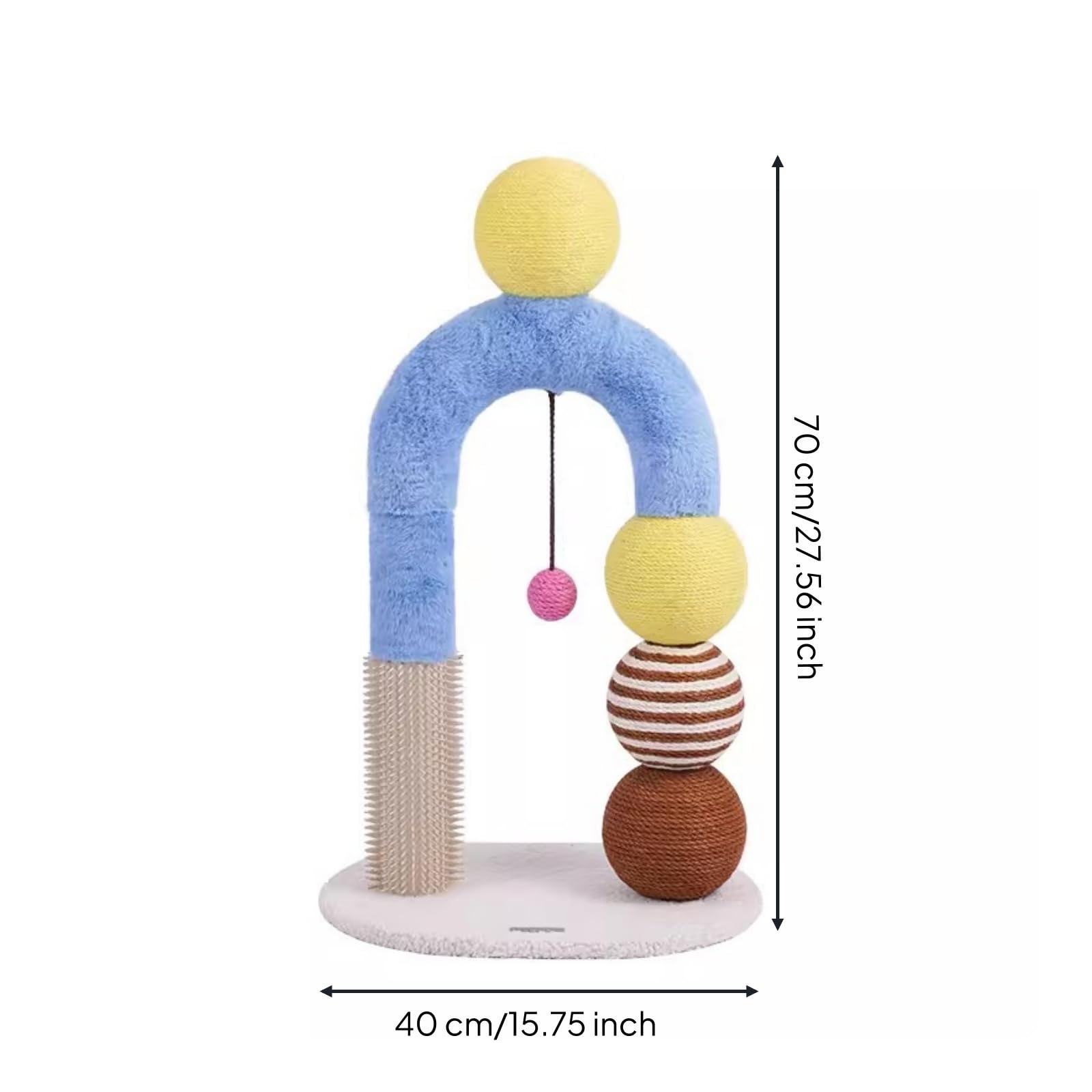 Tiragraffi per Gatti Colonna Tiragraffi con Arco Base Ovale Compatta Post Rivestito in Sisal Giocattolo Appeso per Struttura Multistrato in Pannello E Tubo Cartone Adatto a Casa Salotto