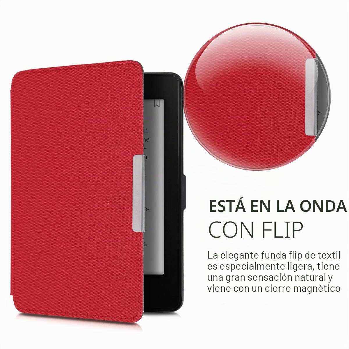 kwmobile Funda Compatible con Amazon Kindle Paperwhite (2012-2017) - Carcasa para e-Book de Cierre magnético - Case en Rojo