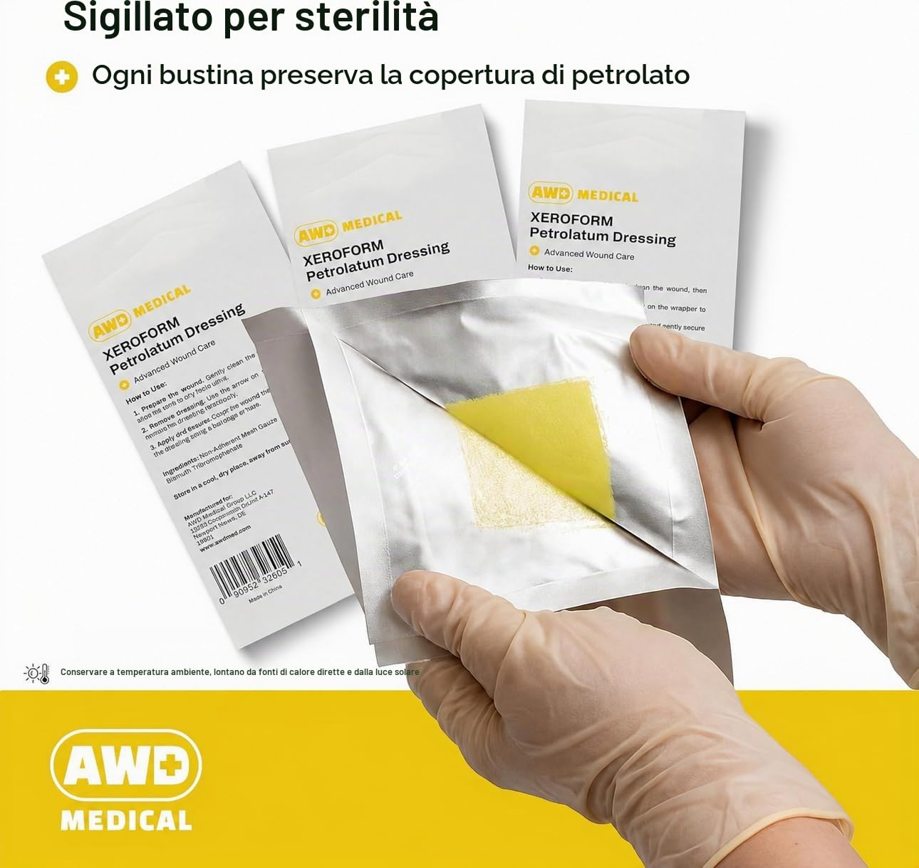 AWD Xeroform Petrolatum - Garza sterile per la cura delle ferite (confezione da 25)