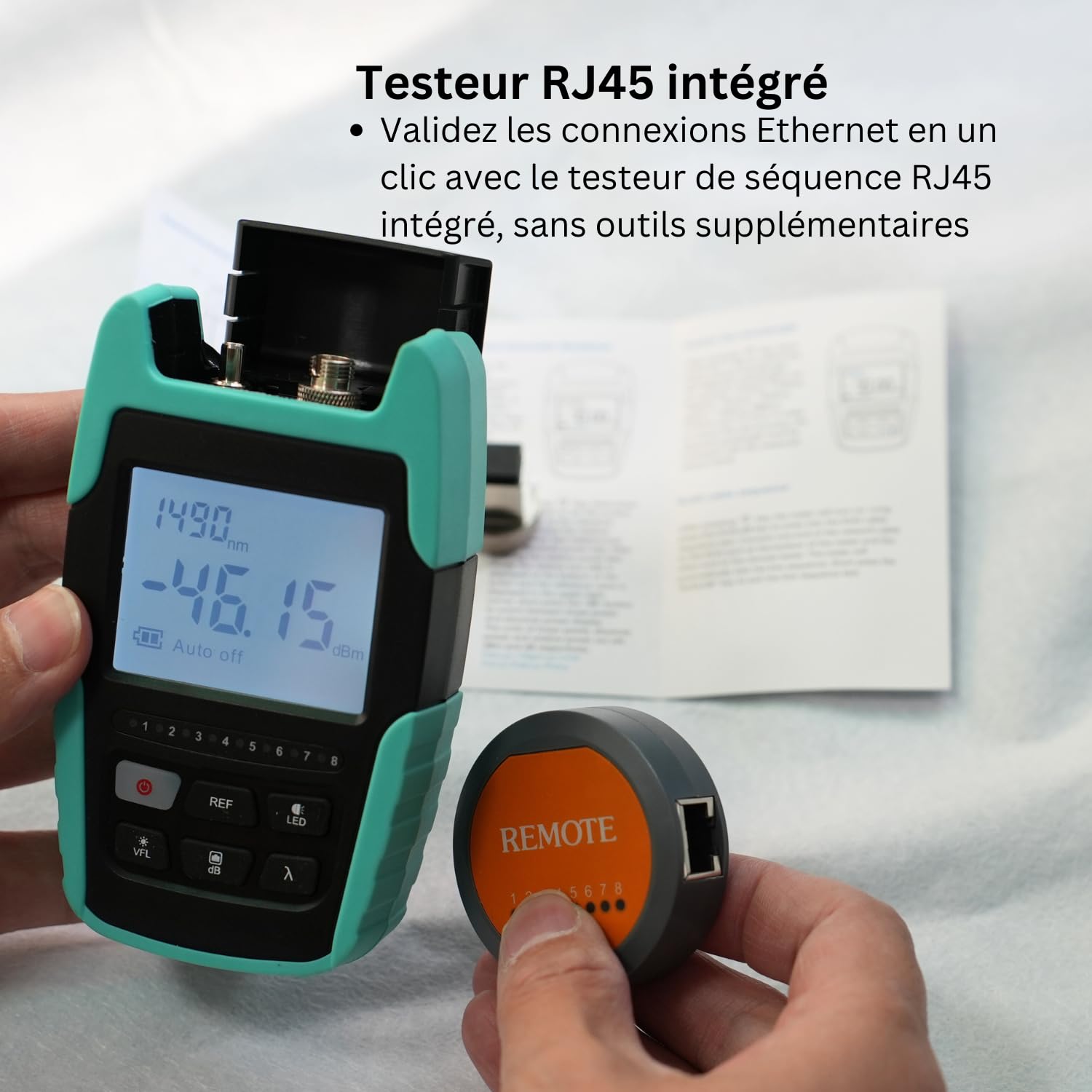 TM530 Compteur de puissance optique 4 en 1 haute précision avec batterie rechargeable testeur de fibre optique multifonctionnel avec VFL RJ45 Lumières LED