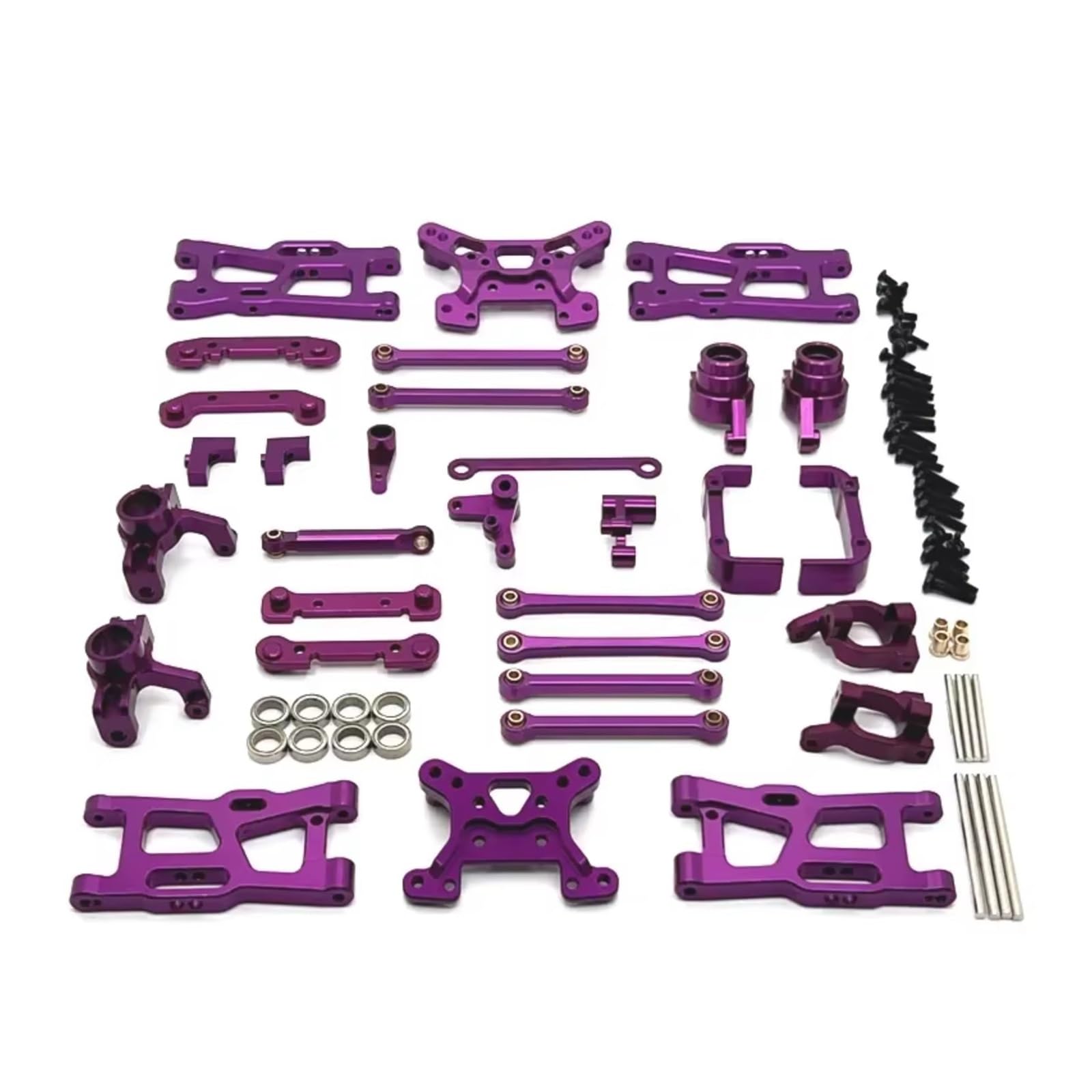 Knuckles sterujące RC do Wltoys 144016 144018 1/14 metalowe do wahacza drążka kierowniczego zestaw kubków do samochodu gąsienicowego RC do części buggy i akcesoriów oraz zamienników (fioletowe)