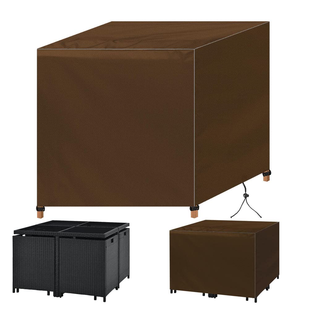 Telo di copertura per divano lounge, 127 x 127 x 67 cm, marrone, copertura per mobili da giardino, impermeabile, Oxford 420D