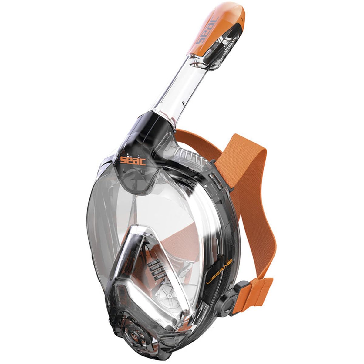 Seac Libera Full-Face Snorkel Mask - Black/Orange, Large/X-Large