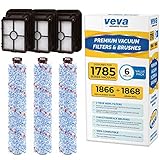 VEVA Premium Vacuum Set with 6 Pieces Total of 3 Multi-Surface Brush Rolls Model 1868 and 3 HEPA Filters Model 1866 Work with Bissell Crosswave 1785 Series Vacuums, Part # 1608683, 1608684