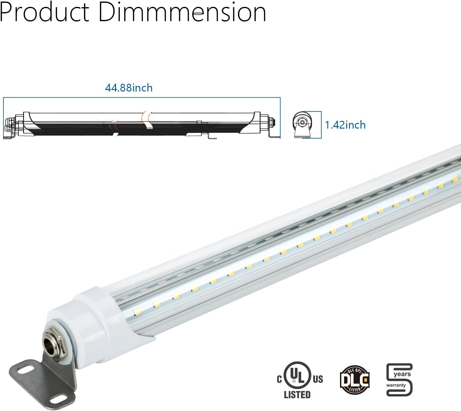 4FT T8 LED Refrigerator Tube Light 18W 2520Lm, 5000K Daylight White Non-Dimmable LED Cooler or Freezer Lights Clear Lens for Fridge, Supermarkets Freezer, Black Wire, UL Listed, 1 Pack