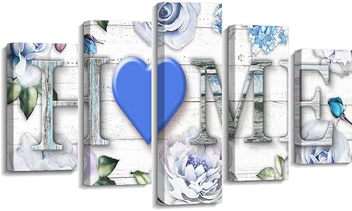 Pinetree Art Letrero de hogar en lienzo para decoración de pared de sala de estar, letrero de pared moderno para el hogar con flores, lienzo