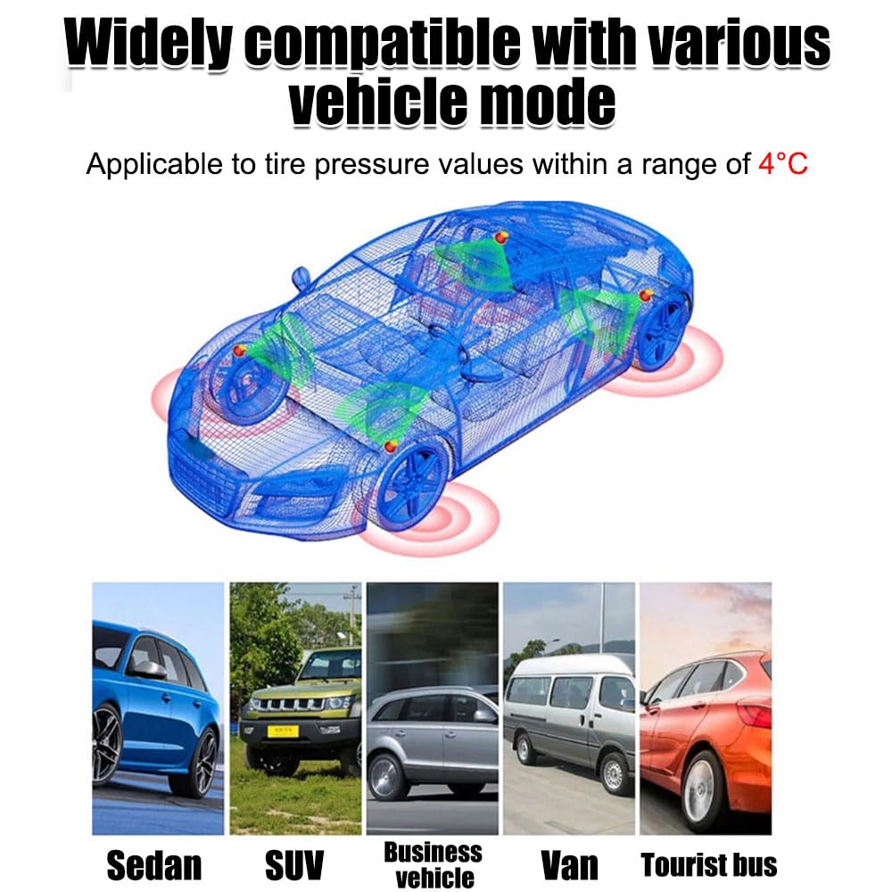 MiOYOOW Sistema di monitoraggio della pressione dei pneumatici TPMS, impermeabile, controllo della pressione dei pneumatici, a risparmio energetico, a energia solare, per veicoli e camper