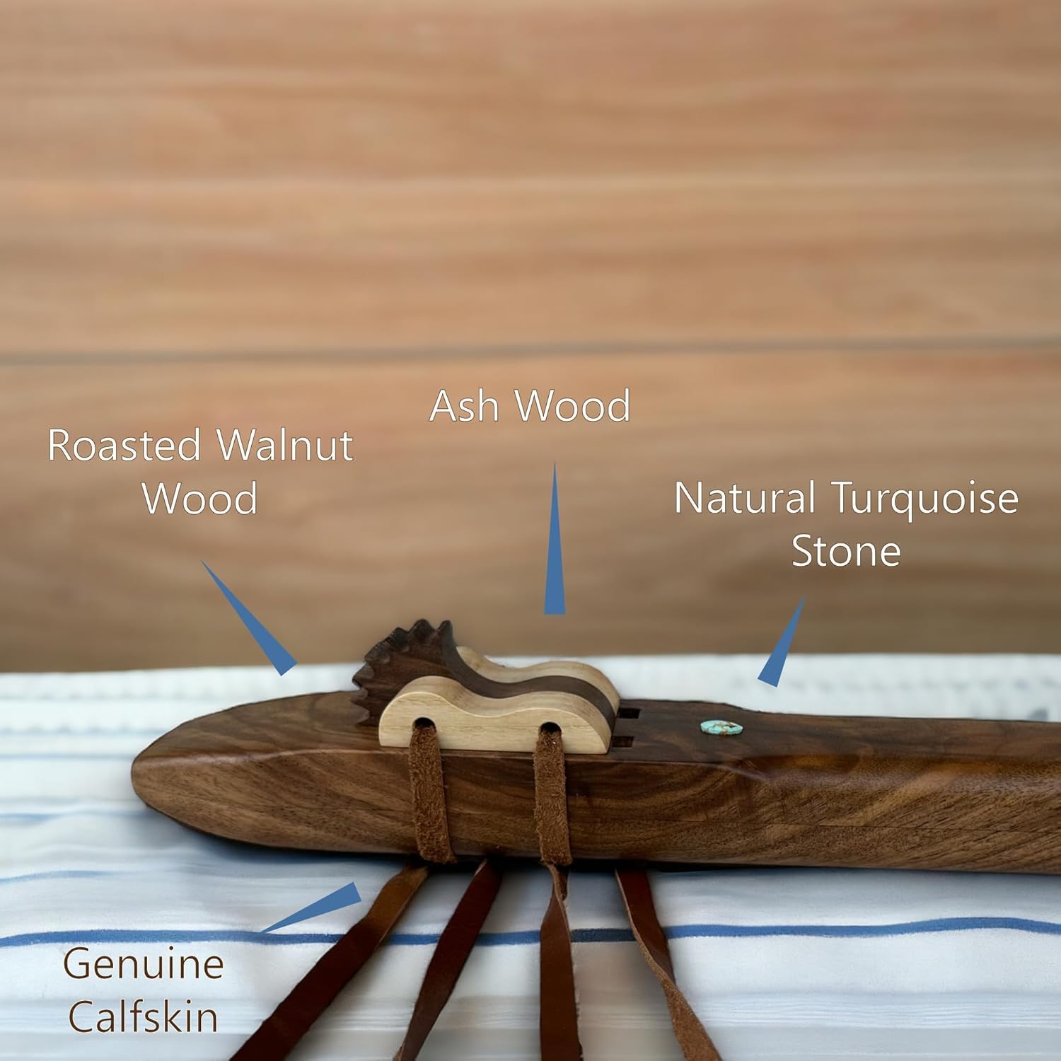 Handmade 432Hz Drone Flute – Key of G, F#, E, D – Ethnic Engraved Double Chamber Native Style Flute (Walnut Wood) – Personalized Wooden Musical Instrument Gift