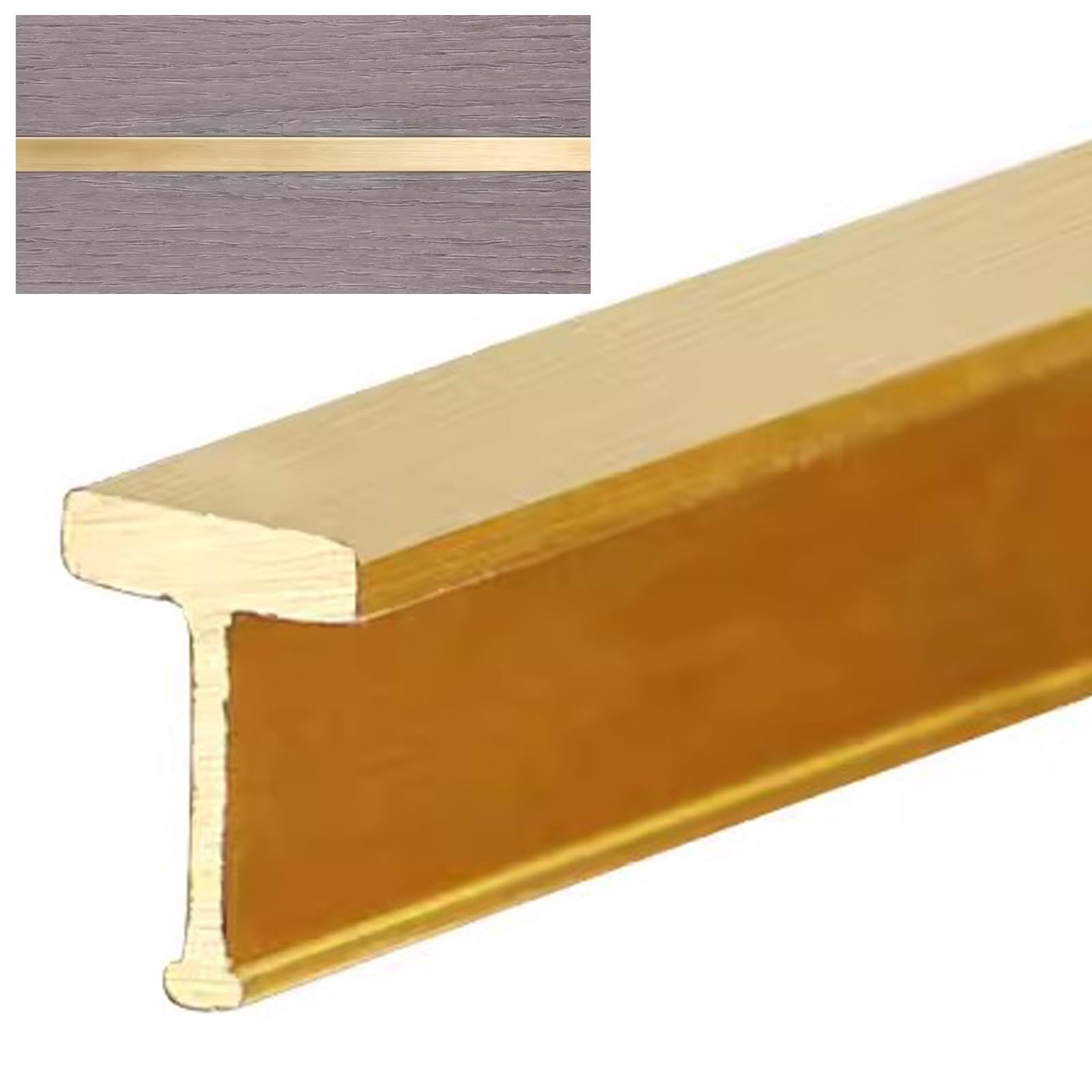 36,4 Zoll gebürsteter Messing-Bodenübergangsstreifen von Fliesen zu Holz, T-Form-Nahtbinder for Verbinden von Bodenlücken, Eingangstüren, Laminatboden-Schwellenabdeckung(5x7mm)