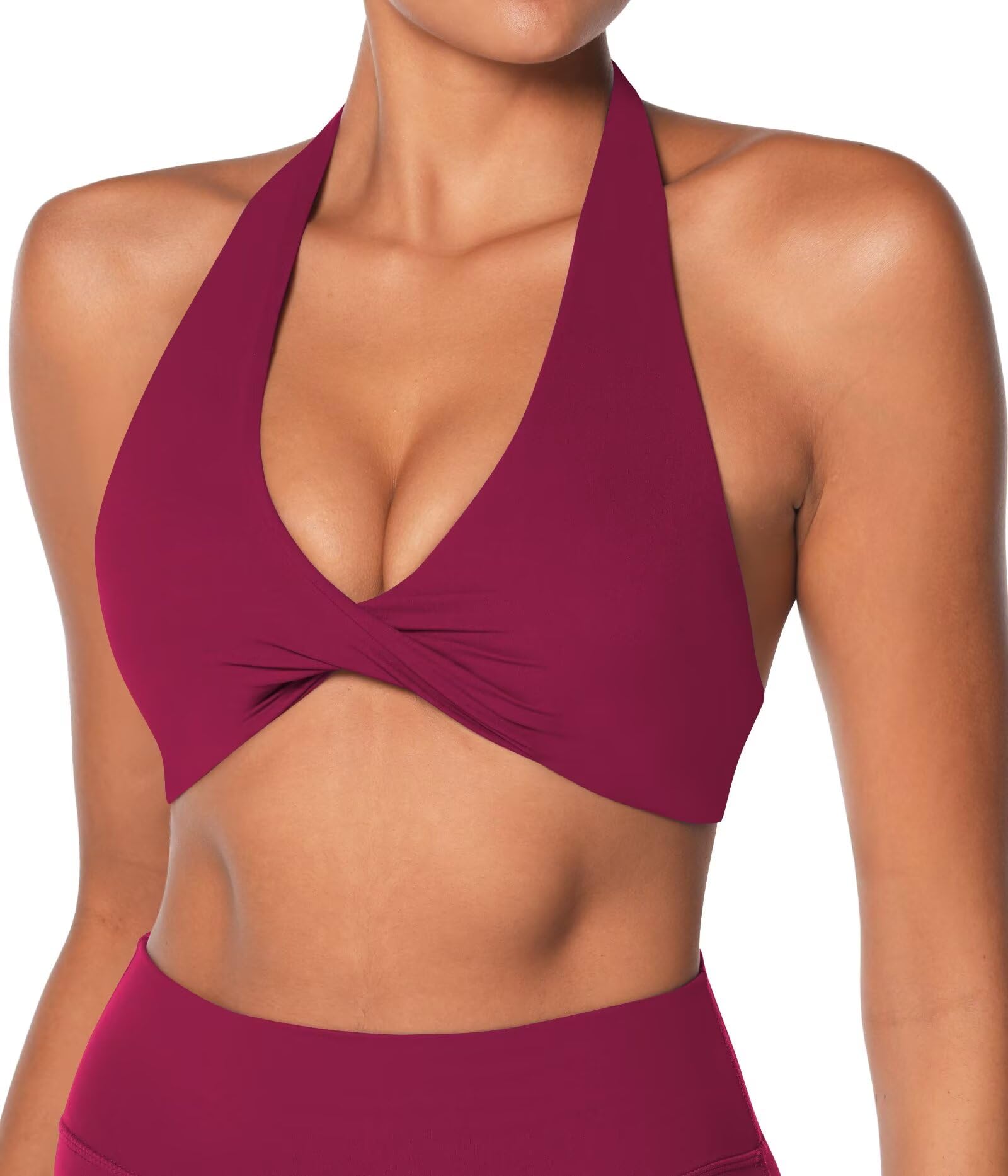 Sunzel Reggiseno sportivo da donna con scollo all'americana, top corto da yoga con imbottiture rimovibili, reggiseno aperto sul retro con scollo a V per allenamento in palestra