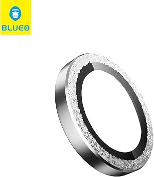 Blueo iPhone 16/16 Plus / 16 Pro / 16 Pro Max Uyumlu Metal Frame Aplikatörlü Kamera Lens Camı Koruyucu (Gümüş Taşlı, iPhone 16/16 Plus)