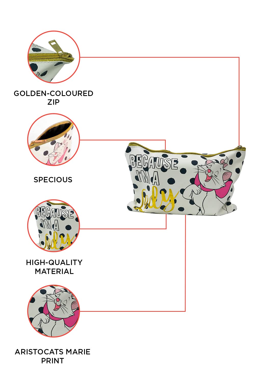 BB Design Disney Aristocats Marie Cosmetic Bag/Pencil Case, Black - Image 3