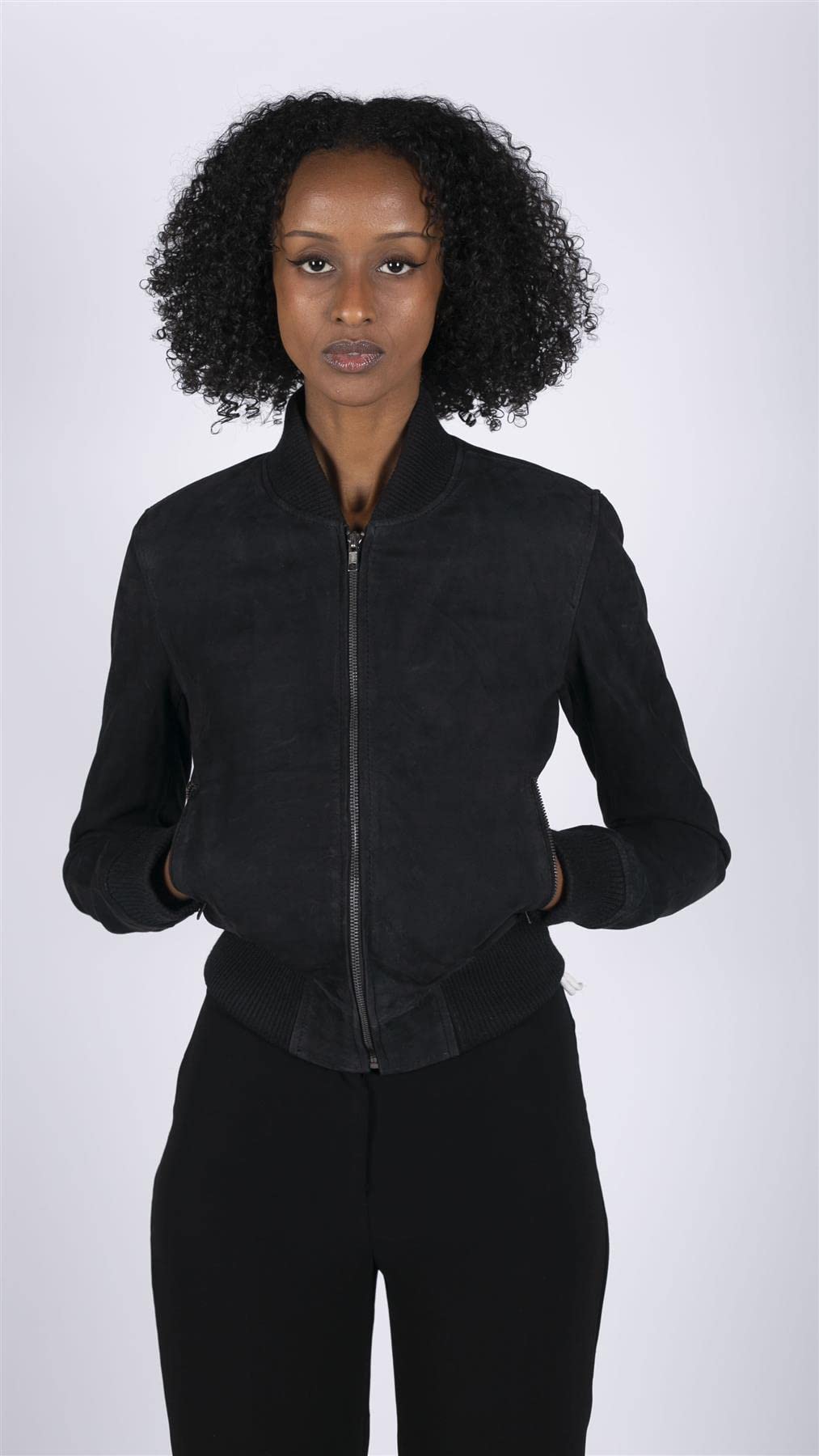 TruClothing.com Blouson Bomber Femme Daim véritable Style université américaine Tendance décontracté