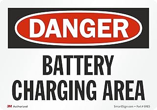 SmartSign 3.5 x 5 inch “Danger - Battery Charging Area†OSHA Label, 5.5 mil Laminated Vinyl, 3M Engineer Grade Reflective Material, Red, Black and White