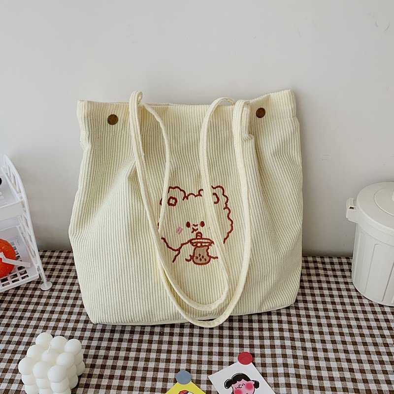 Bolso tote de pana para mujer AWXZOM miniatura 3